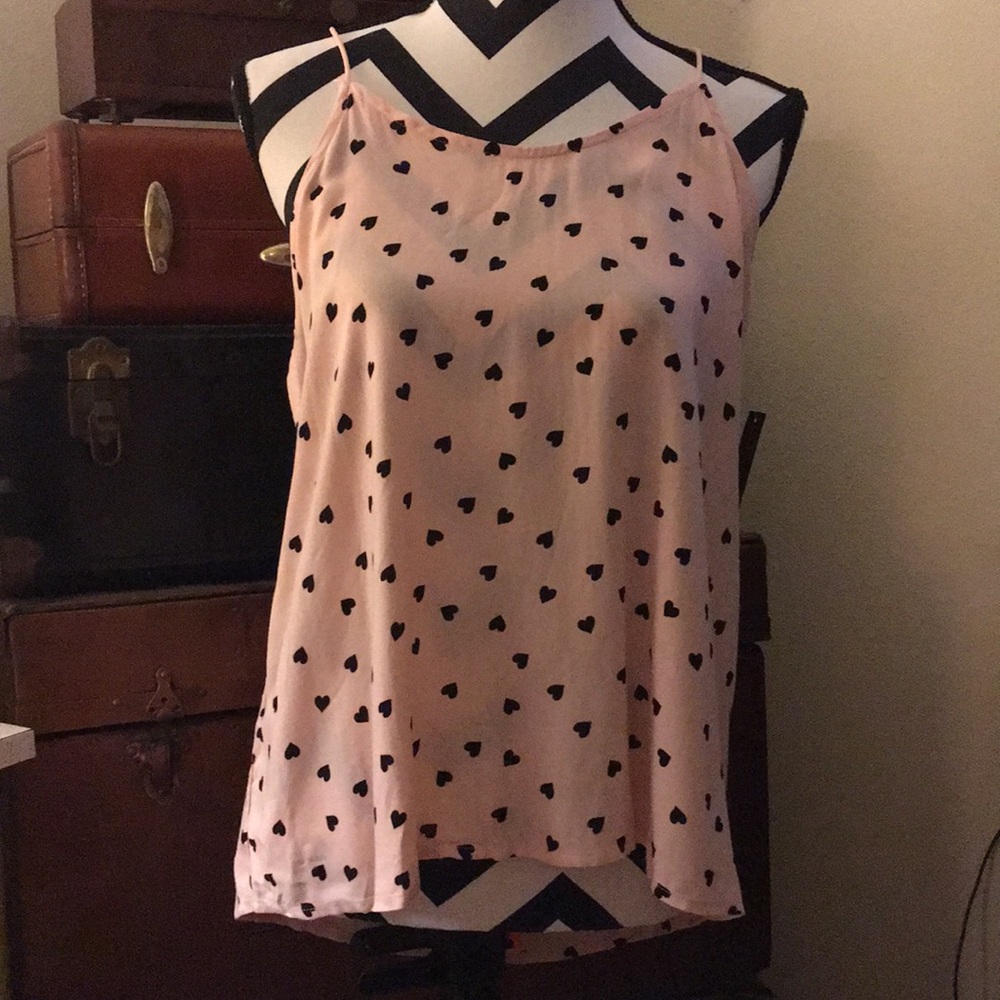 Pink top with black hearts